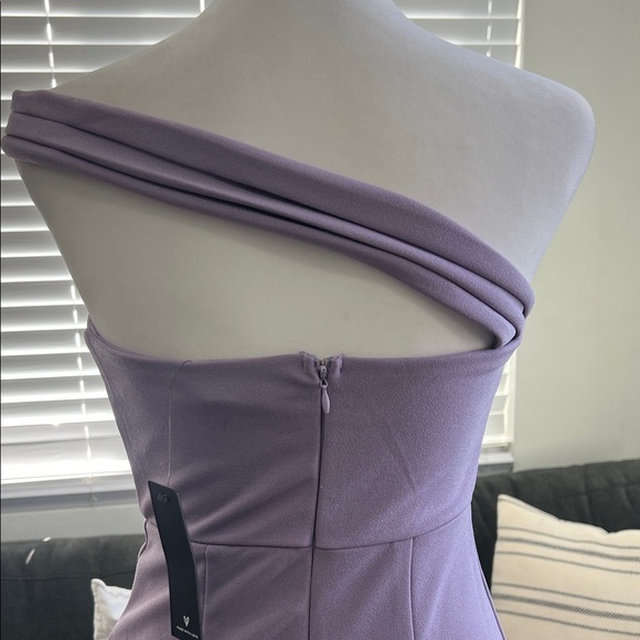 Lulu's One-Shoulder Lavender Dress - Picture 7 of 13
